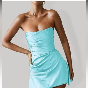 Strapless Aqua Blue Dress